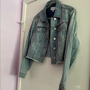 Bp X Claudia Sulewski Washed Blue Cropped Denim Jacket